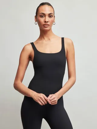 Wide Scoop Bra Tank in Melt - Black