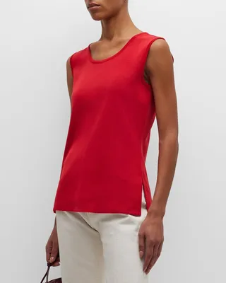 Side-Slit Crewneck Knit Tank