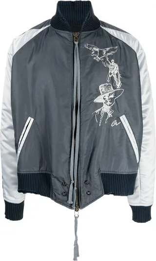 Sketch-Print Bomber Jacket