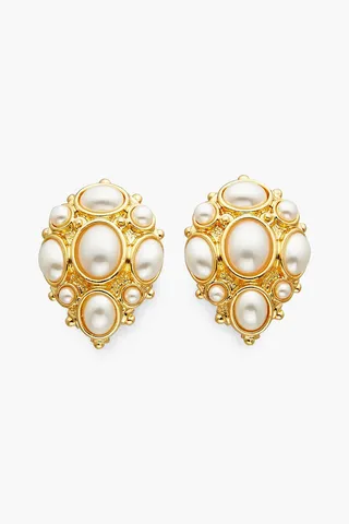 24-Karat Gold-Plated Faux Pearl Earrings