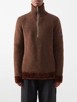 Half-zip Chenille-trim Sweater
