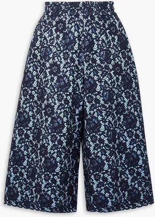 Bonded corded lace and jersey culottes