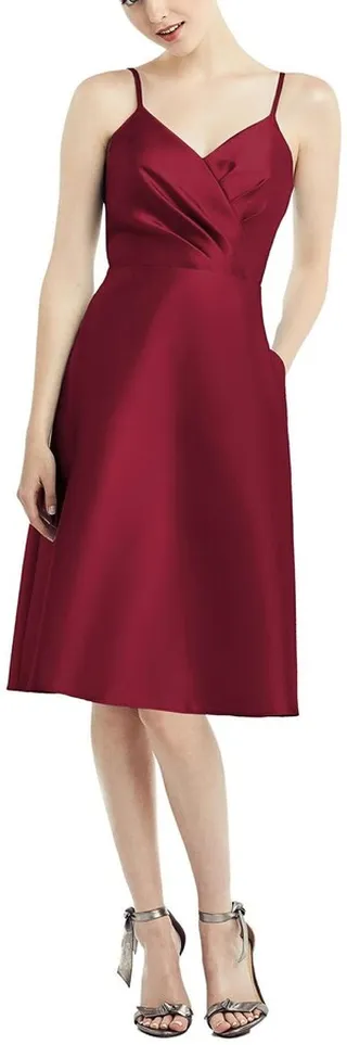 Draped Faux Wrap Cocktail Dress with Pockets