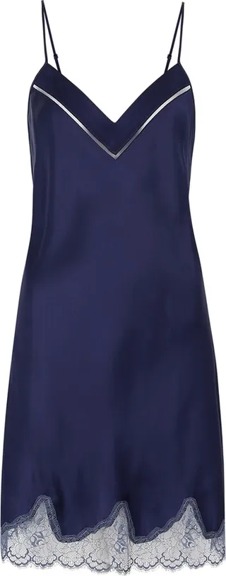 Simone Pérèle Nocturne Lace-trimmed Silk-satin Chemise