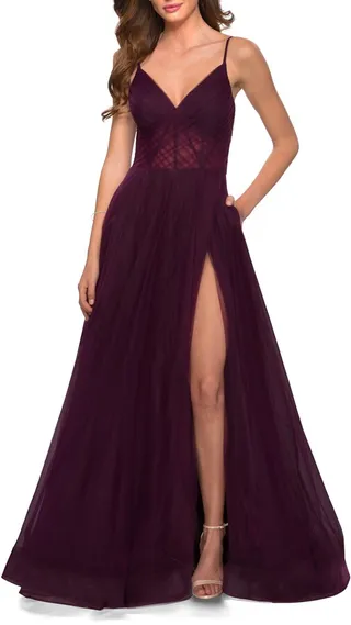 Illusion A-Line Tulle Ballgown