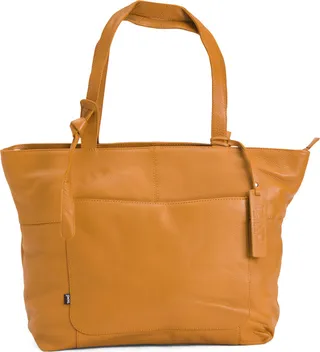 Large Leather Tote With Front Pocket