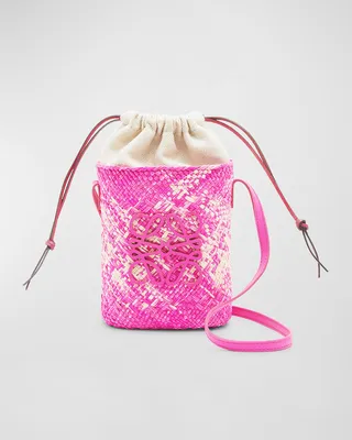x Paula’s Ibiza Anagram Melange Straw Shoulder Bag