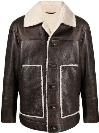 Fur-Trimmed Buttoned Jacket