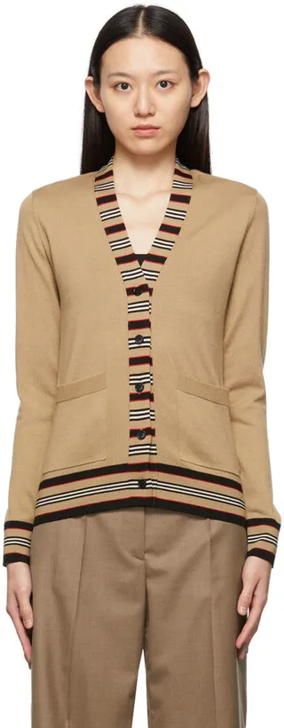 Burberry Beige Icon Stripe Cauca Cardigan
