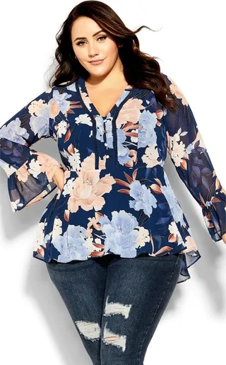 CITY CHIC | Women's Plus Size Caroline Top - steel blue - 22W