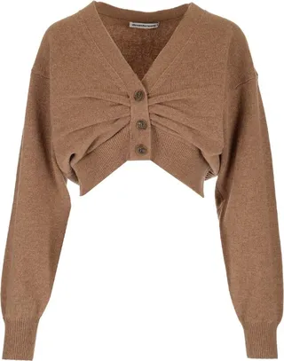 Alexander Wang Draped-Placket V-Neck Cardigan