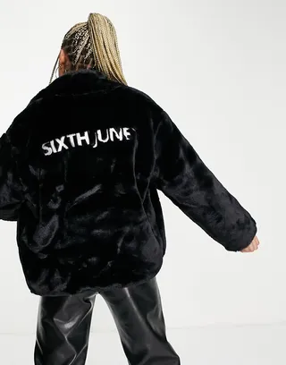 Sixth June oversized faux fur coat with large collar