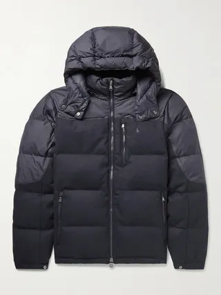 Quilted Wool-Blend Twill and Ripstop Down Hooded Jacket