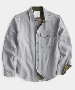 Heavyweight Double Cloth Shirt Jacket in Grey