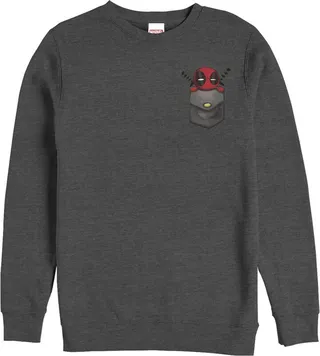 Men's Marvel Deadpool Pocket Sweatshirt - Charcoal Heather - Medium