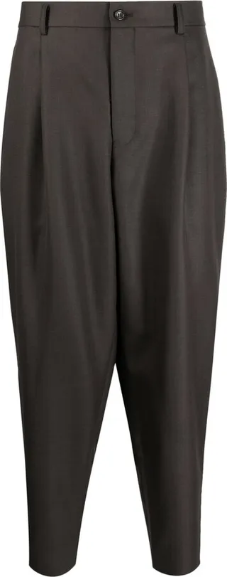 Pleat-Detail Tapered Trousers