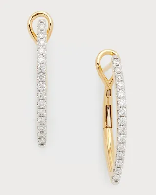 18K Yellow Gold Small Half Diamond Polished Inside Marquise Earrings