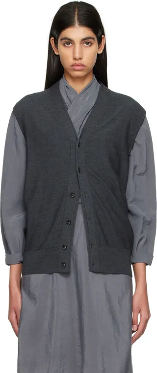 LEMAIRE Black Sleeveless Twisted Cardigan