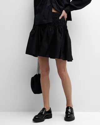 Elysian Smocked A-Line Mini Skirt