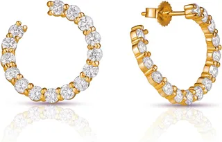 Sparkler Swirl Yellow Gold Hoop Earrings