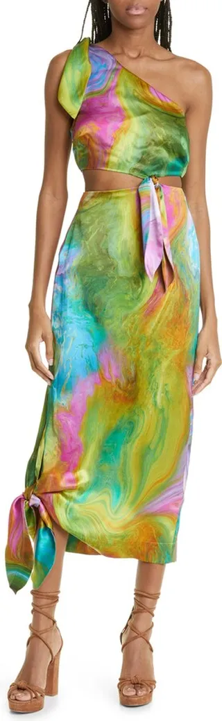 Irving Knot Cutout Silk Midi Dress
