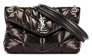 Saint Laurent Small Monogramme Puffer Loulou Shoulder Bag in Black