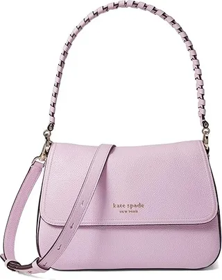 Kate Spade New York Hudson Pebbled Leather Medium Convertible Flap Shoulder Bag (Lavender Frost) Handbags