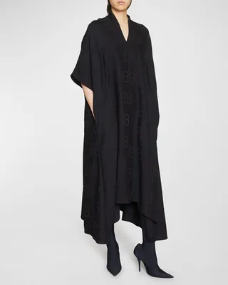 Monogram Silk Jacquard Oversized Midi Dress