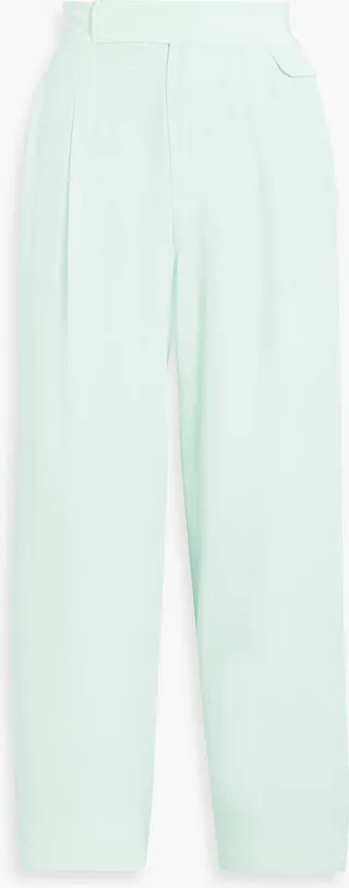 Saganne cropped pleated washed-silk culottes
