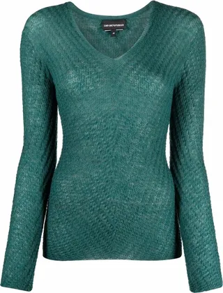V-neck fine knit jumper