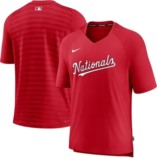 Men's Nike Red Washington Nationals Authentic Collection Pregame Raglan Performance V-Neck T-shirt