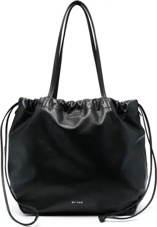 'oslo' Black Shoulder Bag With Logo In Smooth Leather Woman By Far