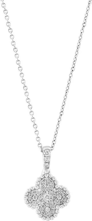 Sterling Silver Diamond Quatrefoil Pendant Necklace - 0.47ct.