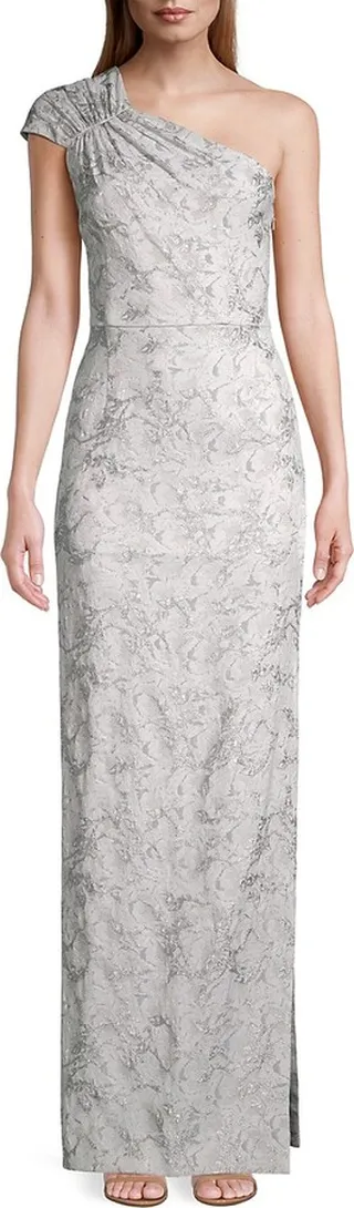Metallic One Shoulder Gown