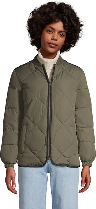 Lands' End Women's Tall Insulated Quilted Primaloft ThermoPlume Bomber Jacket - X Large Tall - Forest Moss