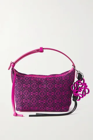 Loewe - Cubi Anagram Small Leather-trimmed Logo-jacquard Tote - Pink