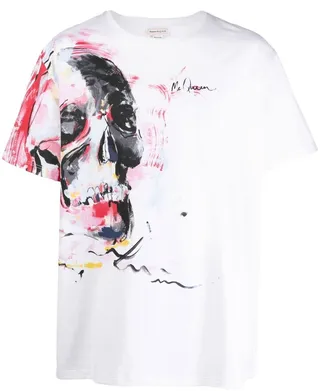 Skull Print Cotton T-Shirt