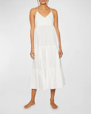 Claudia Sleeveless Tiered Linen Midi Dress