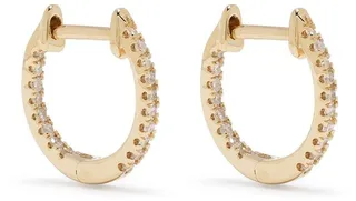 18kt Yellow Gold Diamond Hoop Earrings