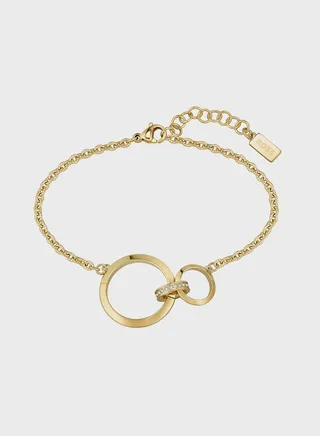 Ionic Gold Stainless Steel With Crystal Bracelet