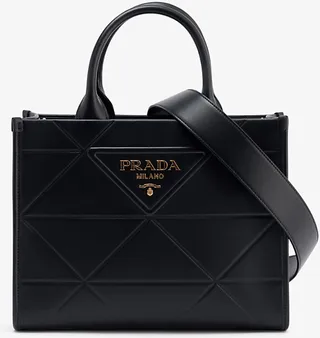Womens Black Triangle Small Leather Tote bag