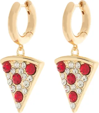 Crystal & CZ Pizza Dangle Earrings