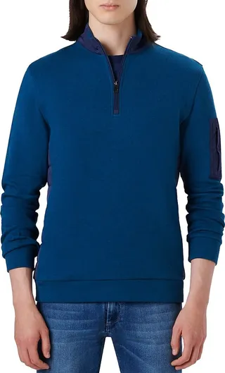Pieced Quarter-Zip Sweater