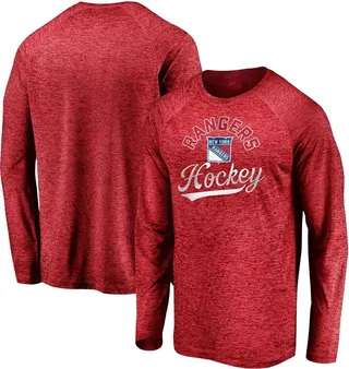 Men's Fanatics Branded Red New York Rangers Shutout Raglan Long Sleeve T-shirt