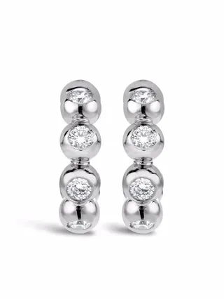 18kt white gold Bohemia diamond hoop earrings