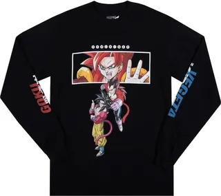 Dragon Ball GT Gogeta Crew Neck Long Sleeve Black Adult Tee-3XL