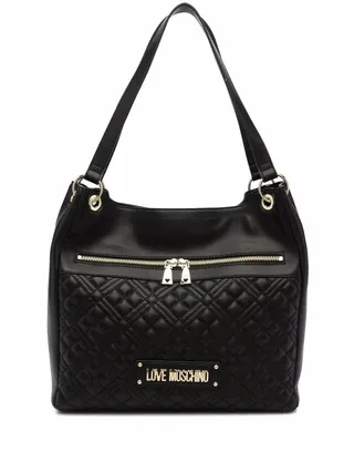 Logo Plaque Quilted Tote Bag