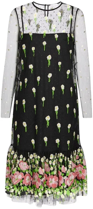 Floral point d'espirit tulle midi dress