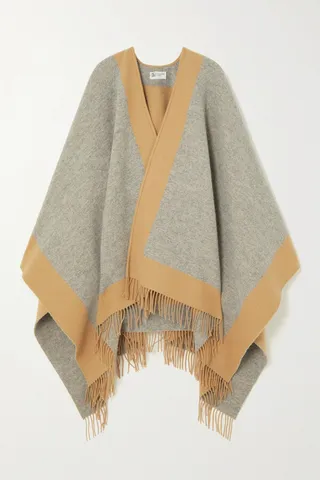 Johnstons of Elgin - Fringed Two-tone Wool Cape - Brown