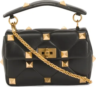 Made In Italy Medium Roman Stud Quilted Leather Crossbody